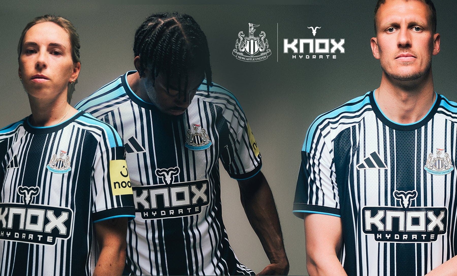 Spielerinnen und Spieler von Newcastle United im Trikot mit KNOX auf der Brust